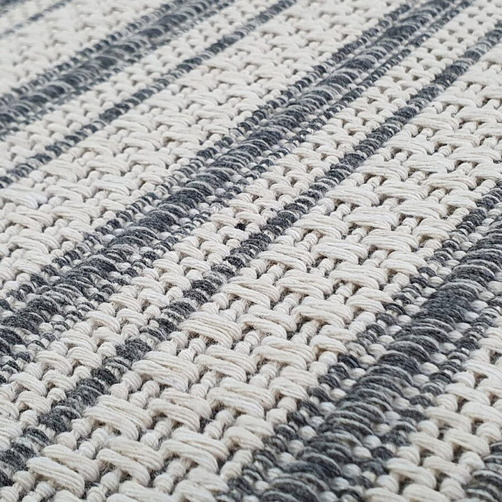 Cotton Rug Grey Cream Striped