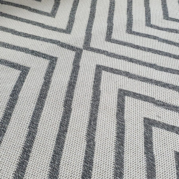 Cotton Rug Cream Grey Geometric