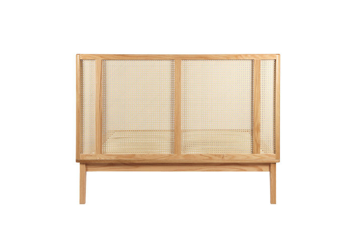 Astrid Rattan Bed with Wingback Headboard and Curved Weave Design