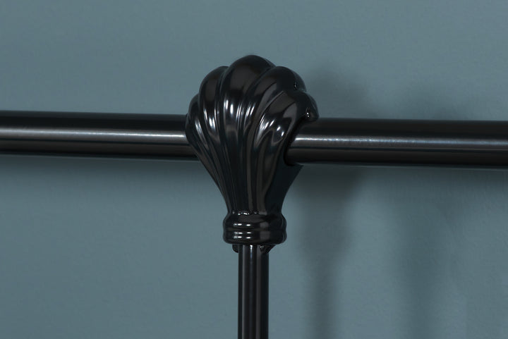Atlas Bed Frame with Antique Brass Finials and Sprung Slatted Base in Black