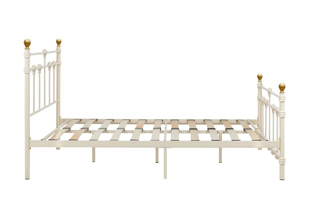 Atlas Bed Frame with Antique Brass Finials and Sprung Slatted Base in Black