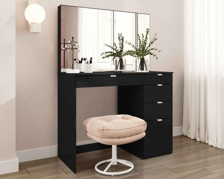 Ava 5 Drawer Dressing Table — Classic Bedroom Vanity Makeup Table Storage Furniture