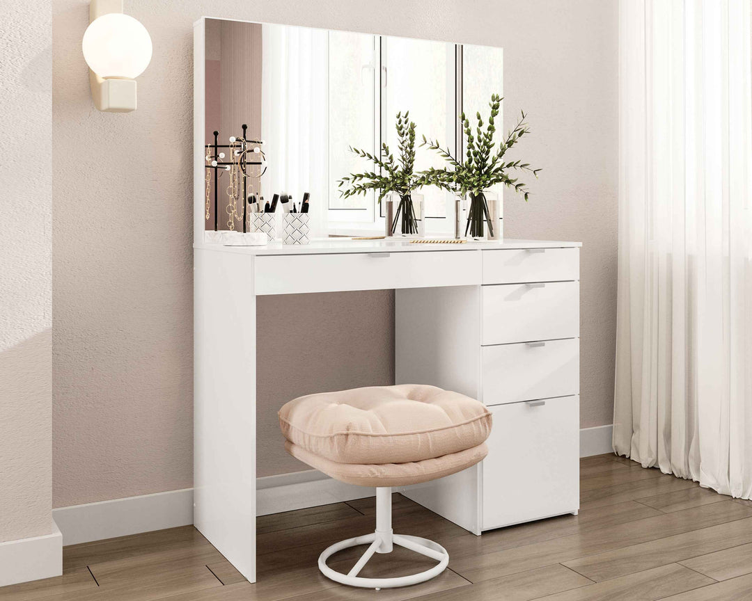 Ava 5 Drawer Dressing Table — Classic Bedroom Vanity Makeup Table Storage Furniture