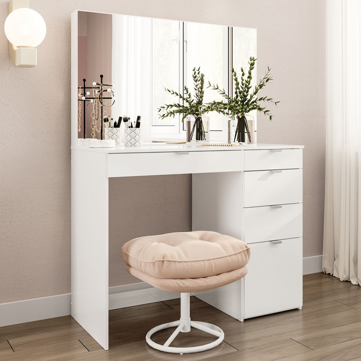 Ava 5 Drawer Dressing Table — Classic Bedroom Vanity Makeup Table Storage Furniture