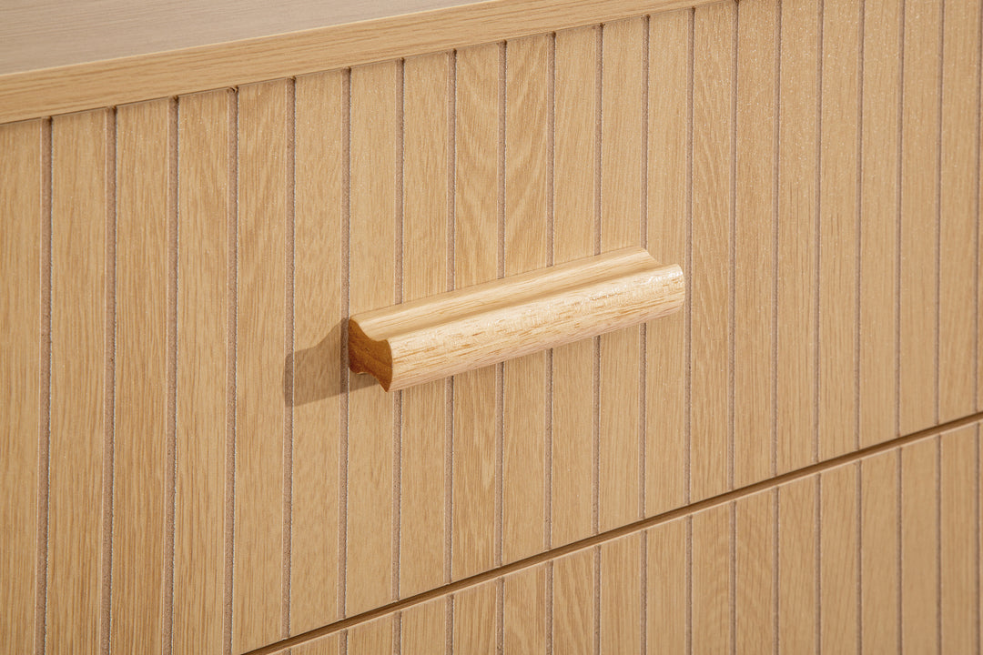 Axel 6 Drawer Fluted Chest Oak Finish Stylish Bedroom Storage