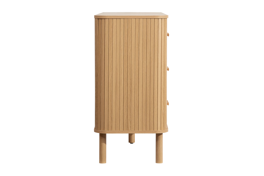 Axel 6 Drawer Fluted Chest Oak Finish Stylish Bedroom Storage
