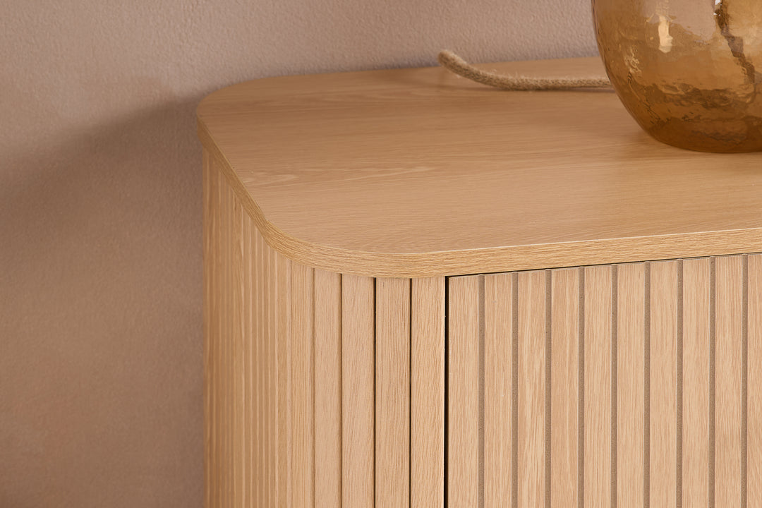 Axel 6 Drawer Fluted Chest Oak Finish Stylish Bedroom Storage