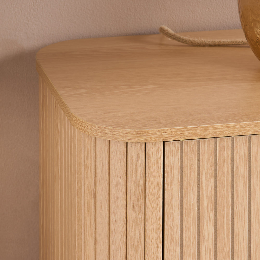 Axel 6 Drawer Fluted Chest Oak Finish Stylish Bedroom Storage