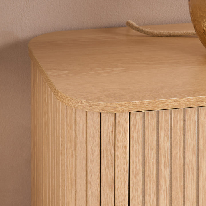 Axel 6 Drawer Fluted Chest Oak Finish Stylish Bedroom Storage