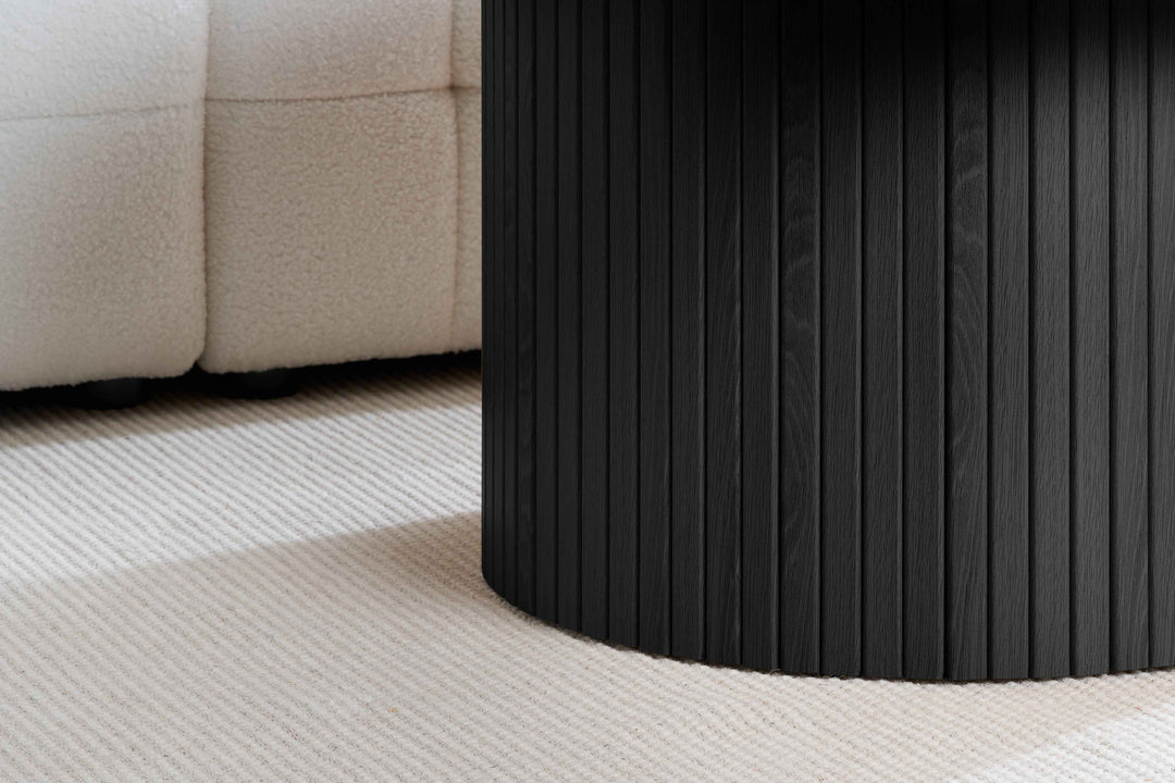 Axel Round Fluted Coffee Table - Mid-Century Modern Wood Accent Table Design