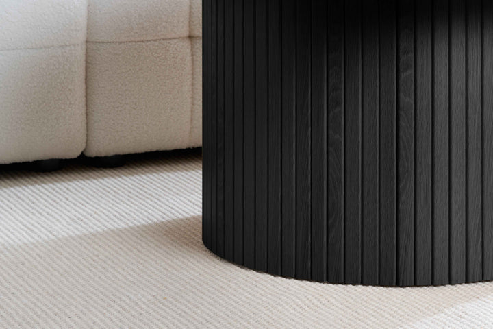 Axel Round Fluted Coffee Table - Mid-Century Modern Wood Accent Table Design