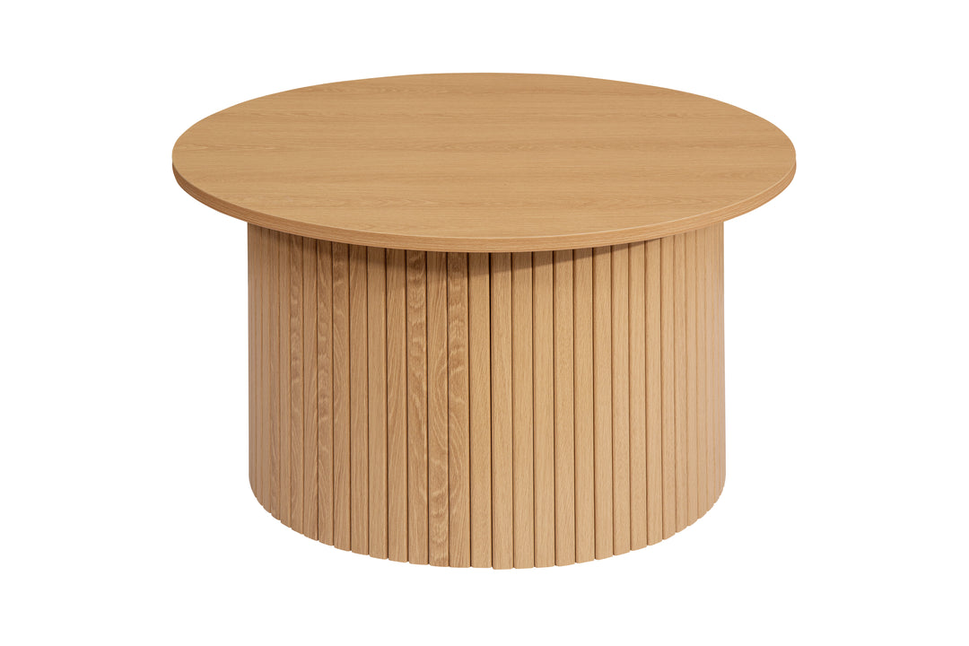 Axel Round Fluted Coffee Table - Mid-Century Modern Wood Accent Table Design