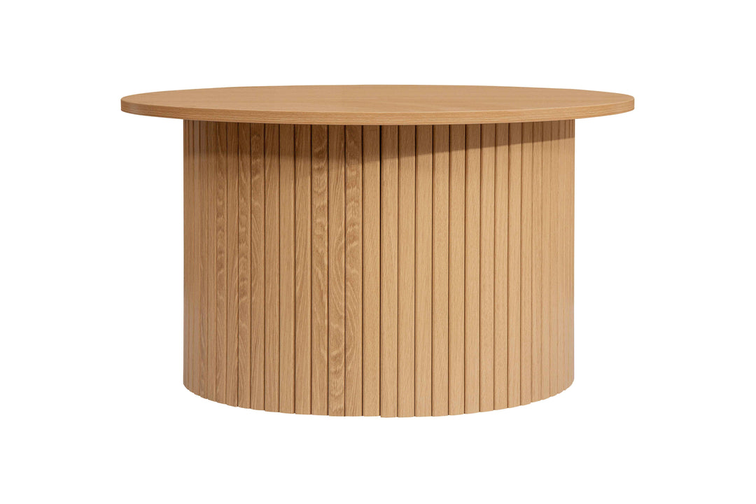 Axel Round Fluted Coffee Table - Mid-Century Modern Wood Accent Table Design