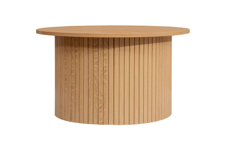 Axel Round Fluted Coffee Table - Mid-Century Modern Wood Accent Table Design