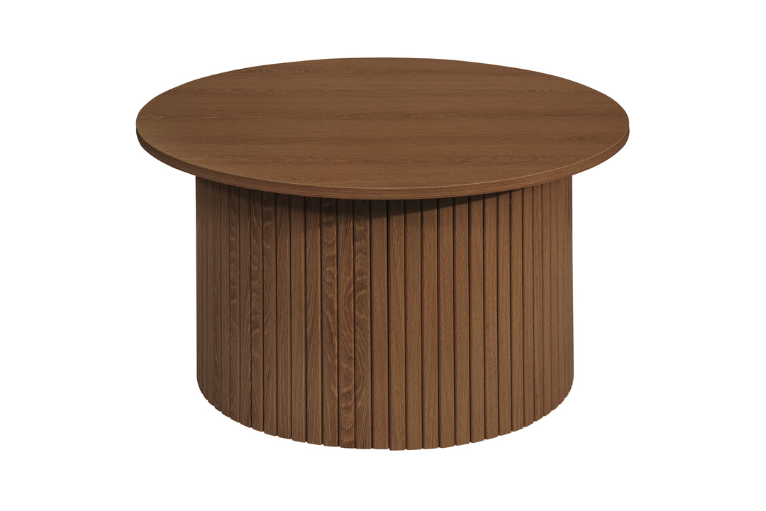 Axel Round Fluted Coffee Table - Mid-Century Modern Wood Accent Table Design