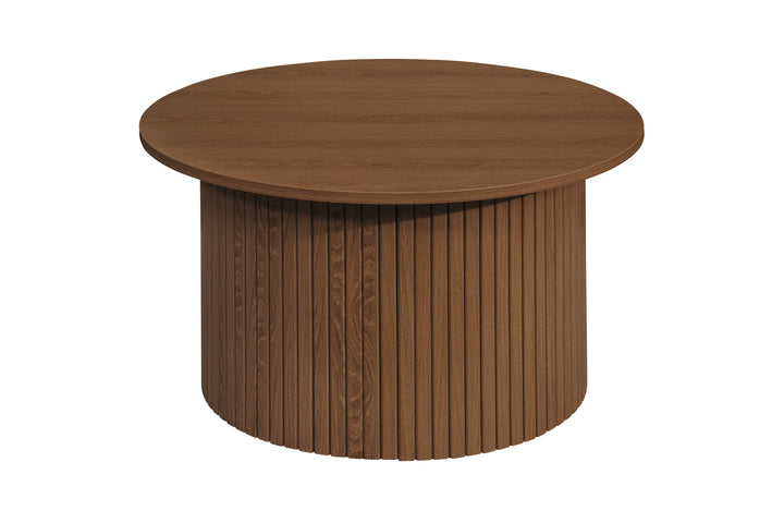 Axel Round Fluted Coffee Table - Mid-Century Modern Wood Accent Table Design