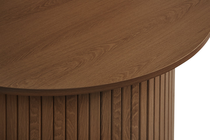 Axel Round Fluted Coffee Table - Mid-Century Modern Wood Accent Table Design