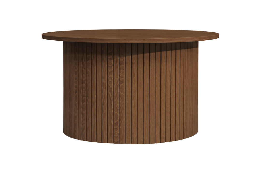Axel Round Fluted Coffee Table - Mid-Century Modern Wood Accent Table Design