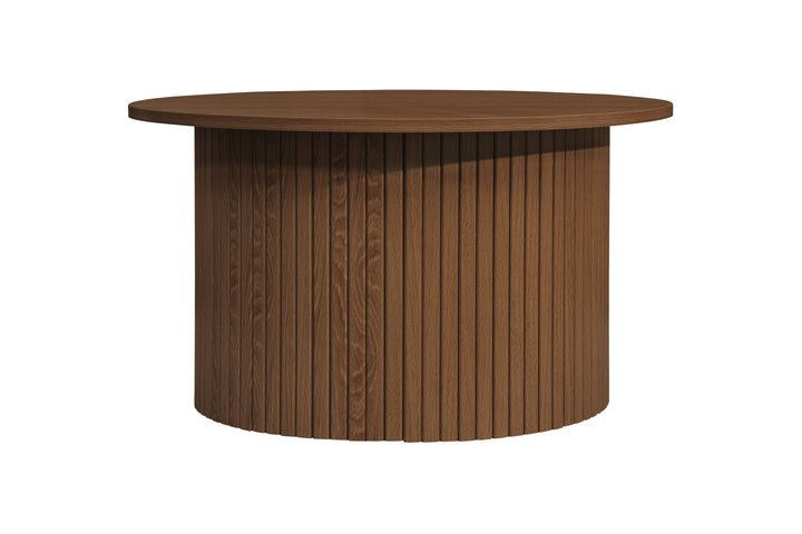 Axel Round Fluted Coffee Table - Mid-Century Modern Wood Accent Table Design