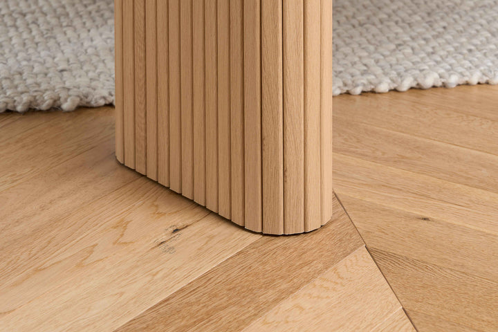 Axel Oval Fluted Dining Table With 2 Benches