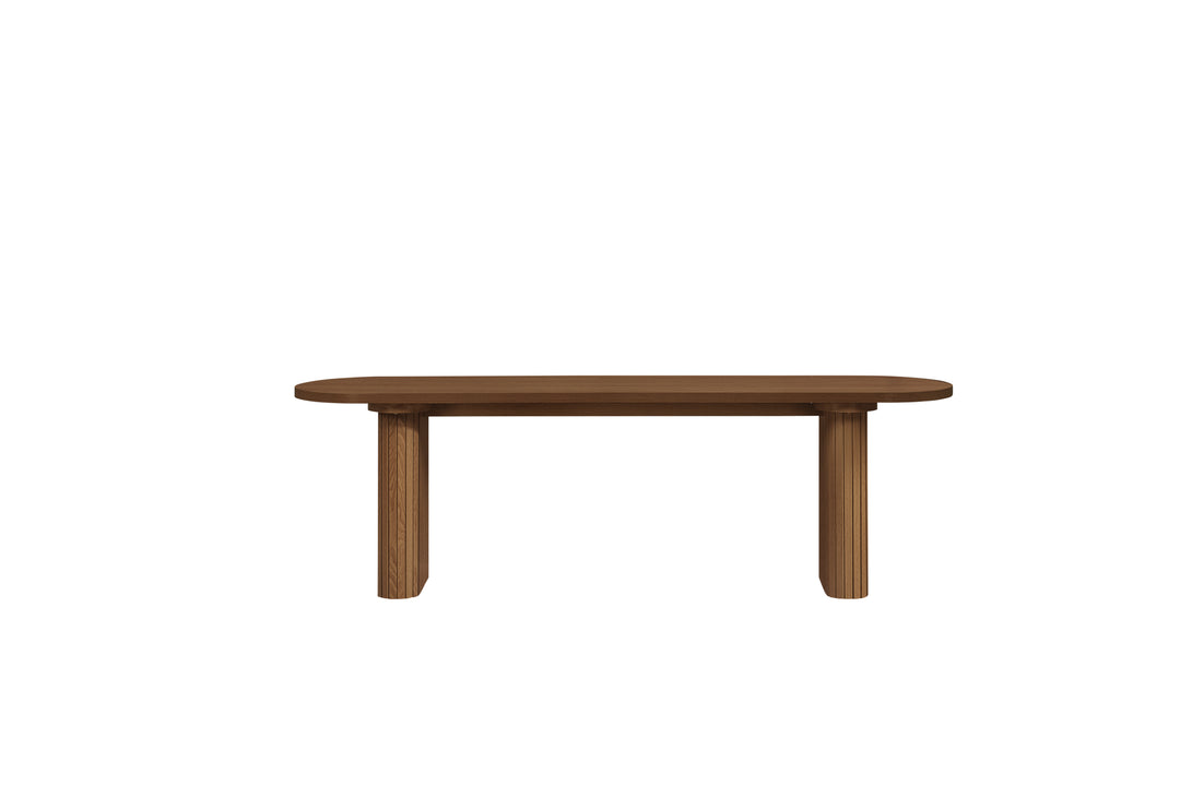 Axel Oval Fluted Dining Table & 2 Benches for Contemporary Dining Rooms