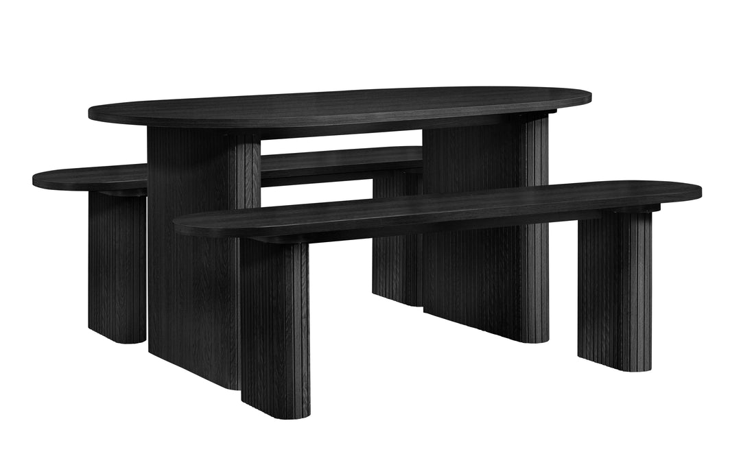 Axel Oval Fluted Dining Table With 2 Benches
