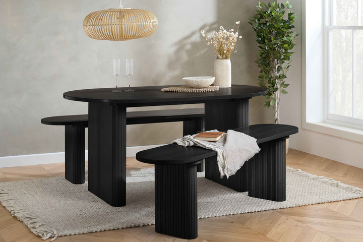 Axel Oval Fluted Dining Table Designer Centerpiece for Contemporary Dining Rooms