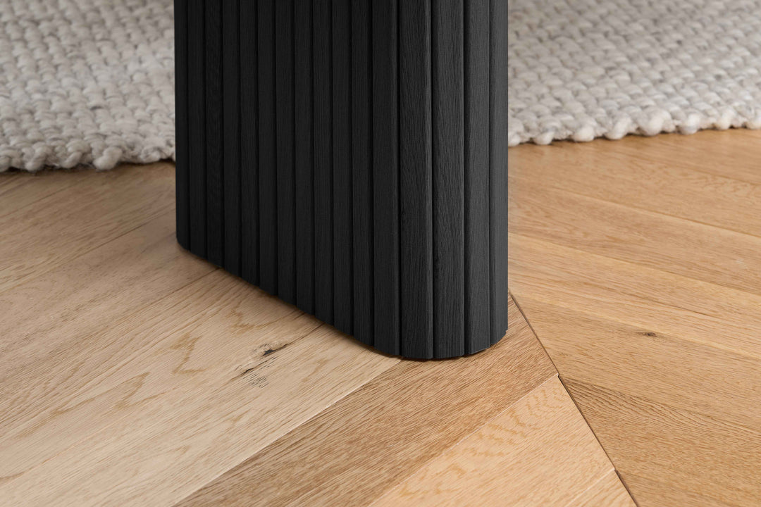 Axel Oval Fluted Dining Table With 2 Benches