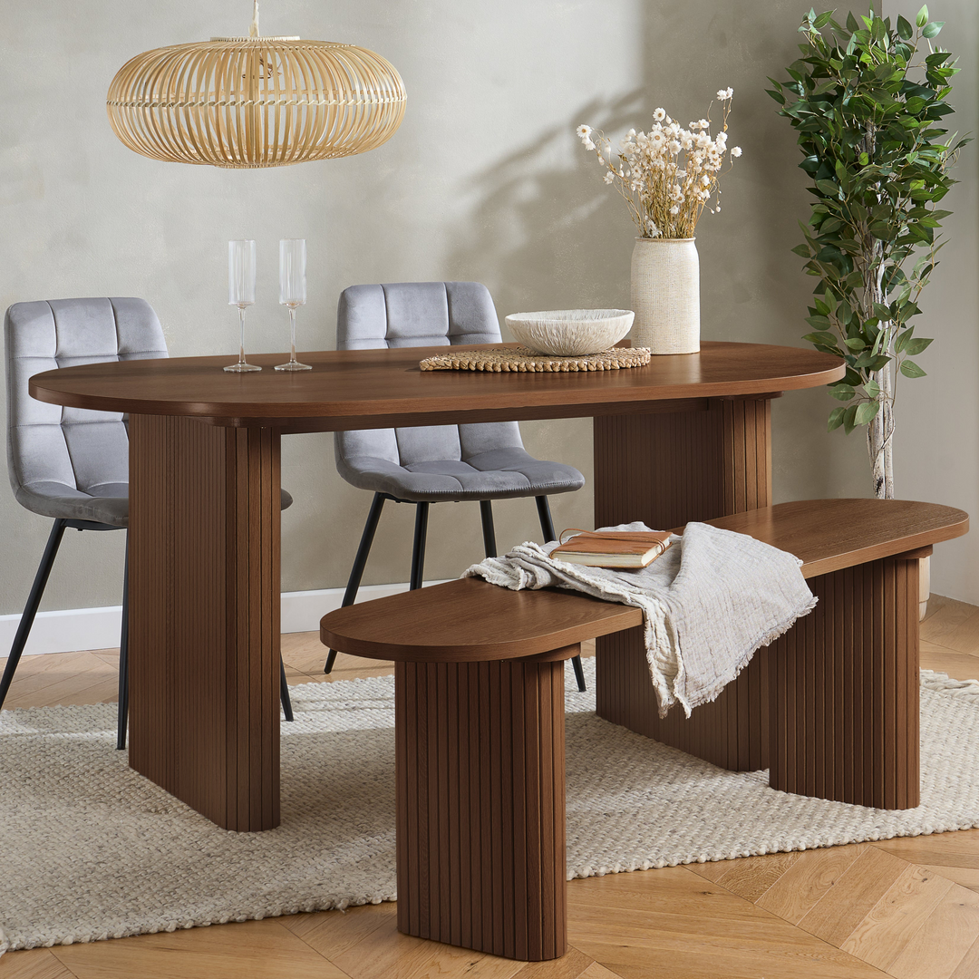 Axel Oval Fluted Dining Table Designer Centerpiece for Contemporary Dining Rooms