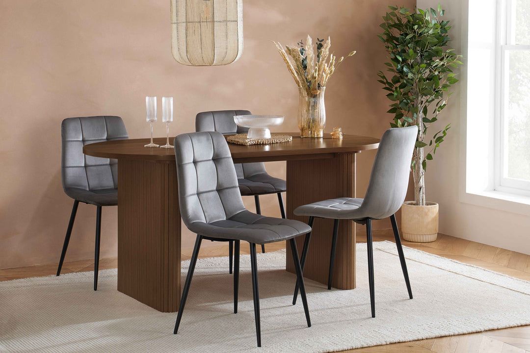 Axel Oval Fluted Dining Table — Contemporary Fluted Oval Dining Table Design