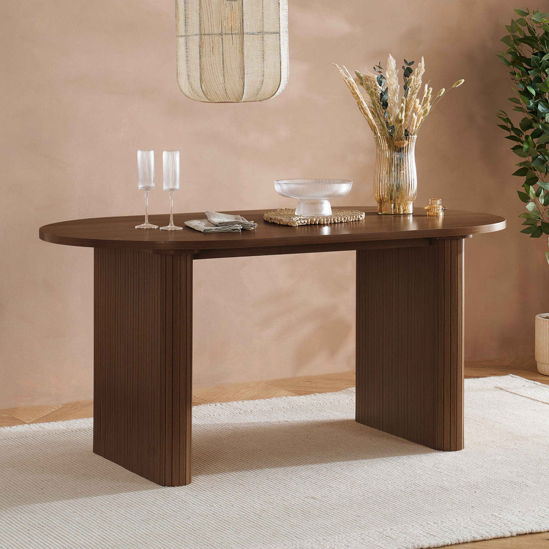 Axel Oval Fluted Dining Table — Contemporary Fluted Oval Dining Table Design