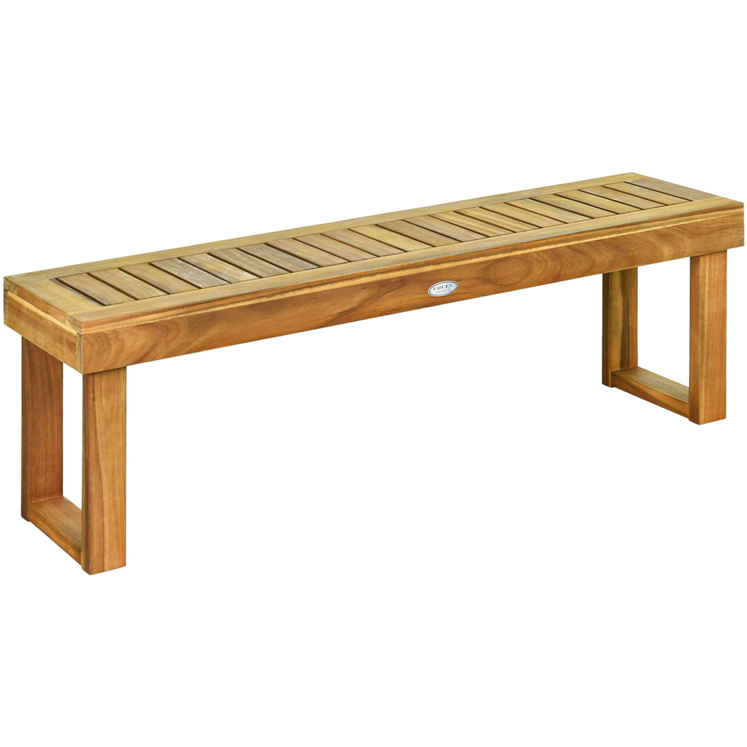 Acacia Wood Patio Bench with Slatted Seat - TidySpaces