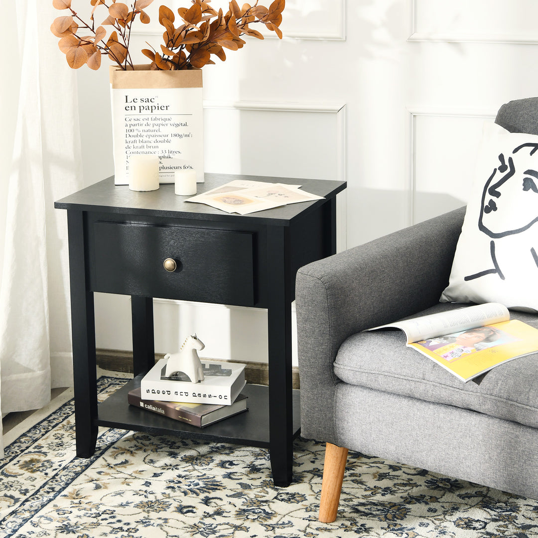 Accent Table Narrow Side End Table with 1 Drawer and Open Storage Shelf - TidySpaces