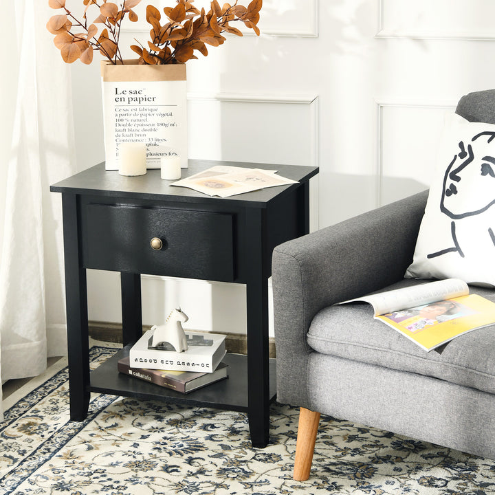 Accent Table Narrow Side End Table with 1 Drawer and Open Storage Shelf - TidySpaces