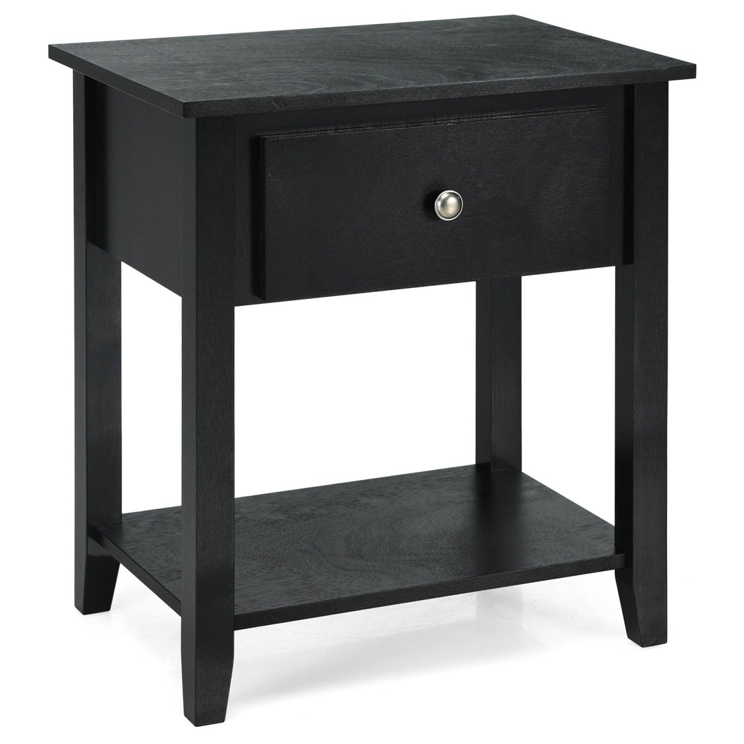 Accent Table Narrow Side End Table with 1 Drawer and Open Storage Shelf Black - TidySpaces