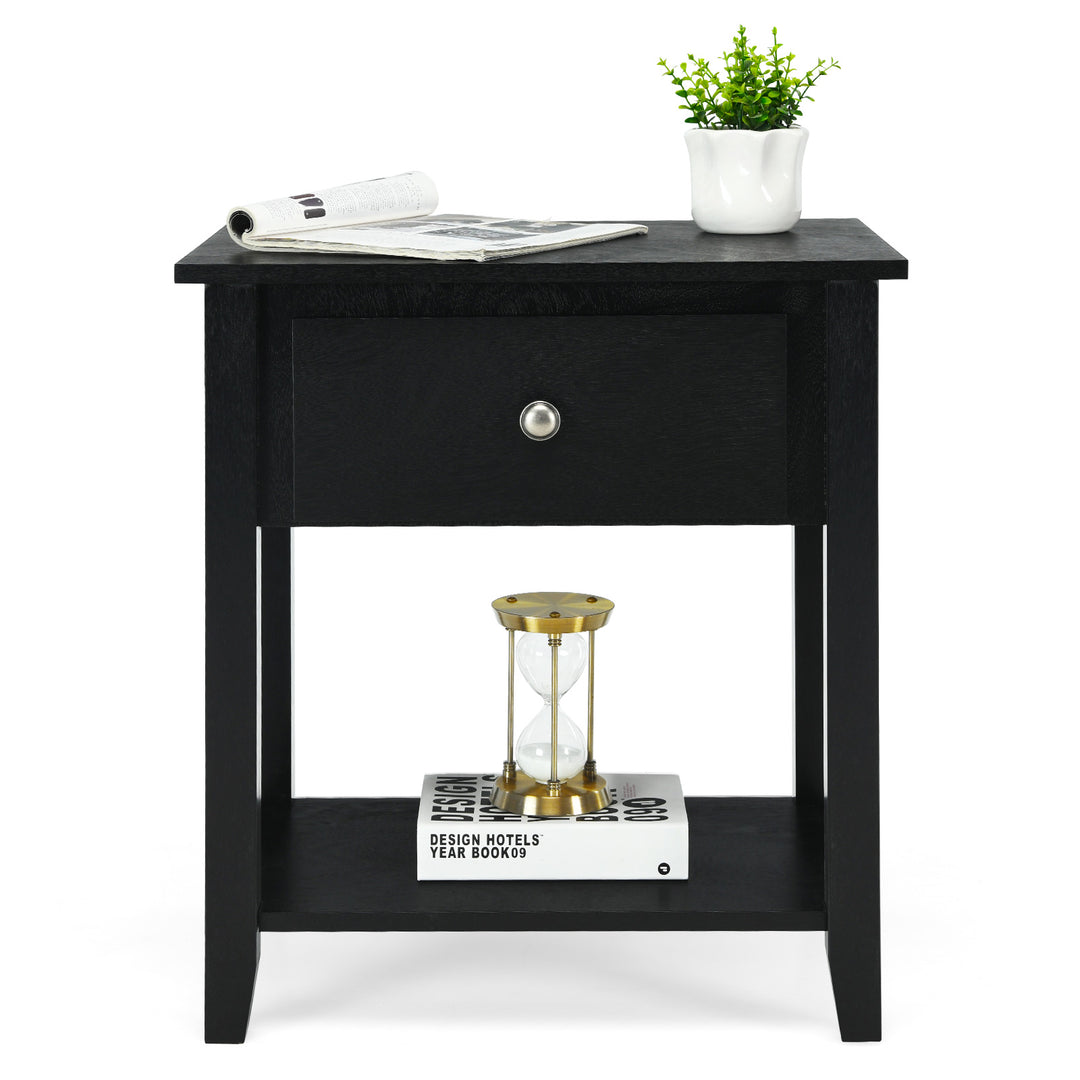 Accent Table Narrow Side End Table with 1 Drawer and Open Storage Shelf - TidySpaces