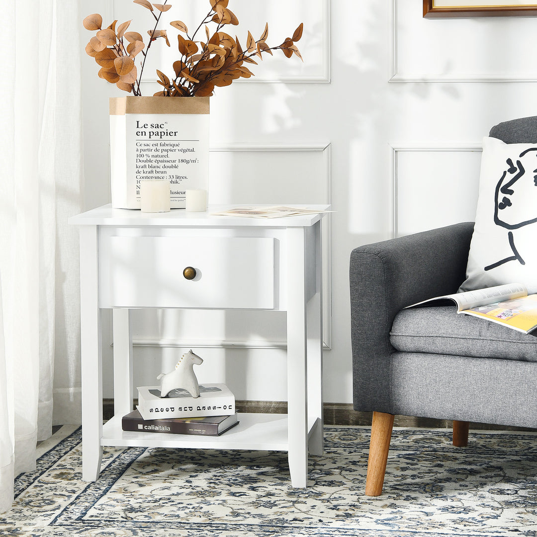 Accent Table Narrow Side End Table with 1 Drawer and Open Storage Shelf - TidySpaces