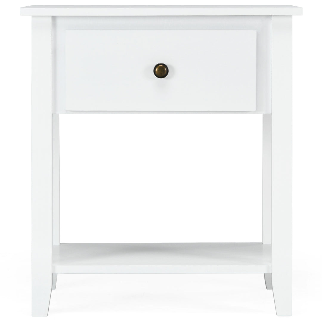Accent Table Narrow Side End Table with 1 Drawer and Open Storage Shelf - TidySpaces