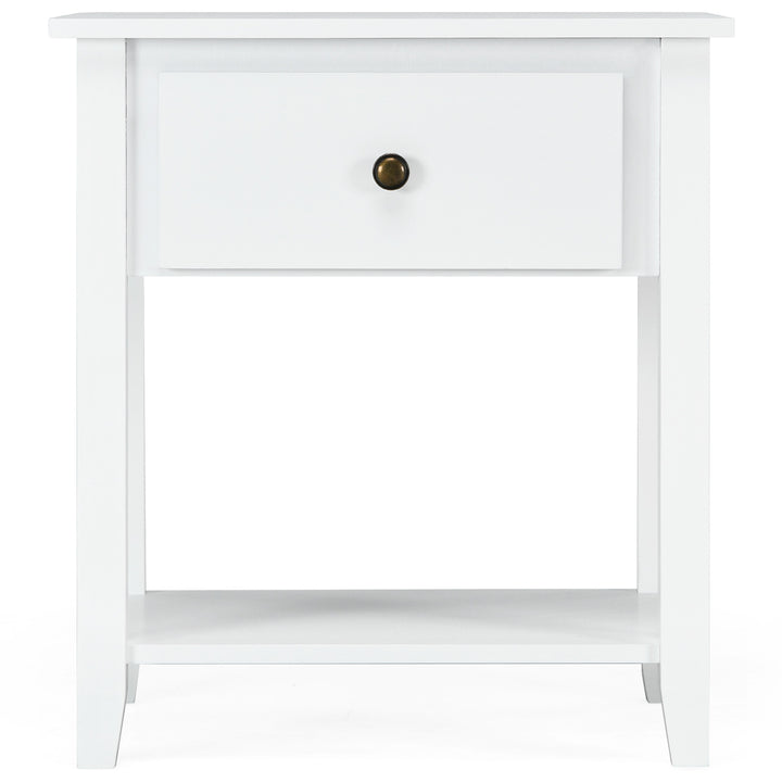 Accent Table Narrow Side End Table with 1 Drawer and Open Storage Shelf - TidySpaces