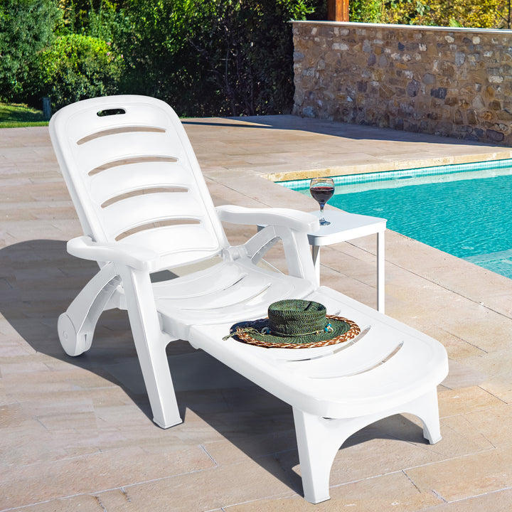 Adjustable Chaise Lounge Chair with Built In Wheels - TidySpaces