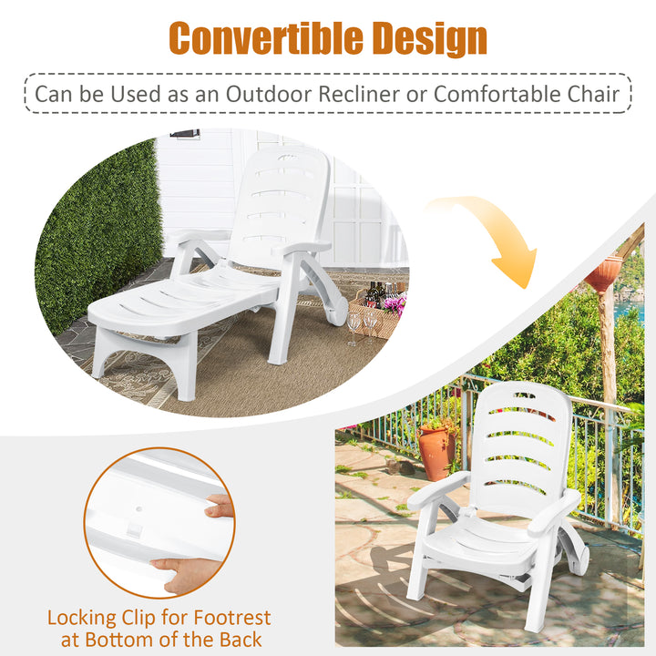 Adjustable Chaise Lounge Chair with Built In Wheels - TidySpaces