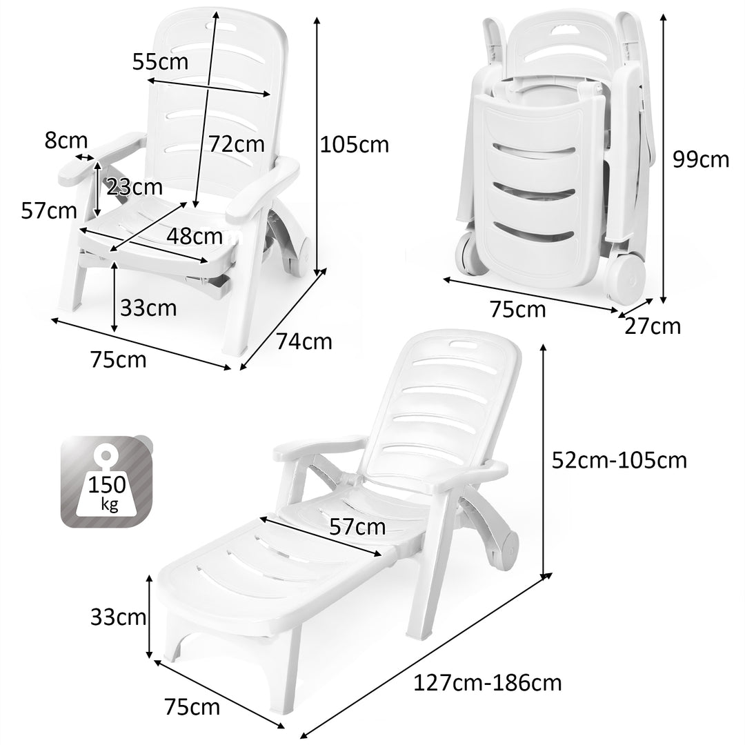 Adjustable Chaise Lounge Chair with Built In Wheels - TidySpaces