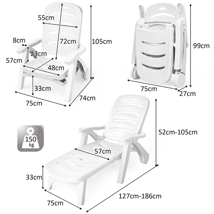 Adjustable Chaise Lounge Chair with Built In Wheels - TidySpaces