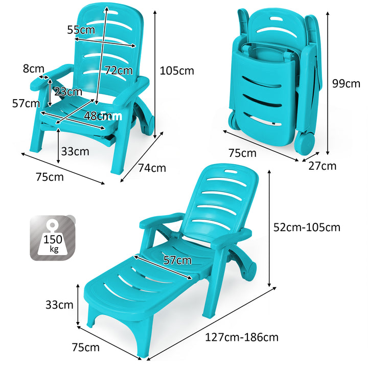 Adjustable Chaise Lounge Chair with Built In Wheels - TidySpaces