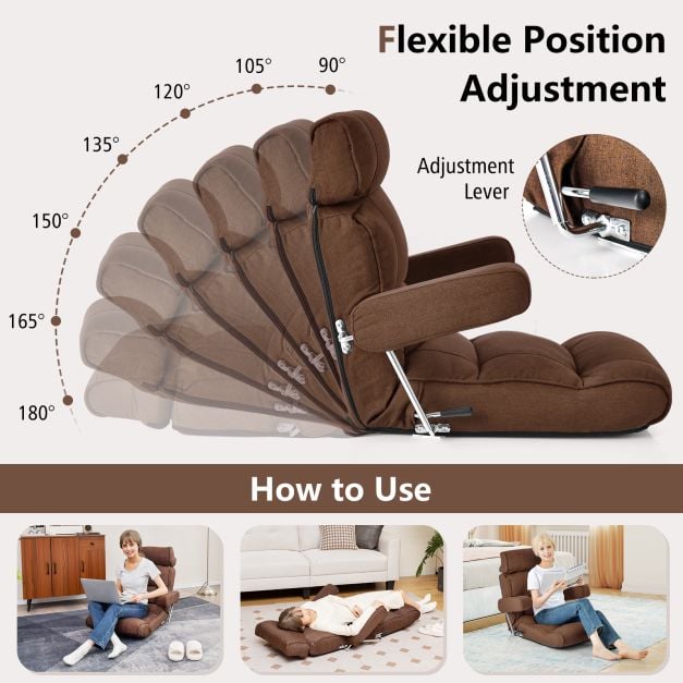 Ergonomic Sofa Lounger Chair with Stepless Adjustment Back