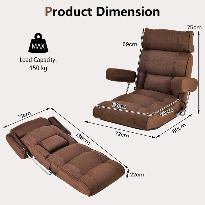 Ergonomic Sofa Lounger Chair with Stepless Adjustment Back - TidySpaces