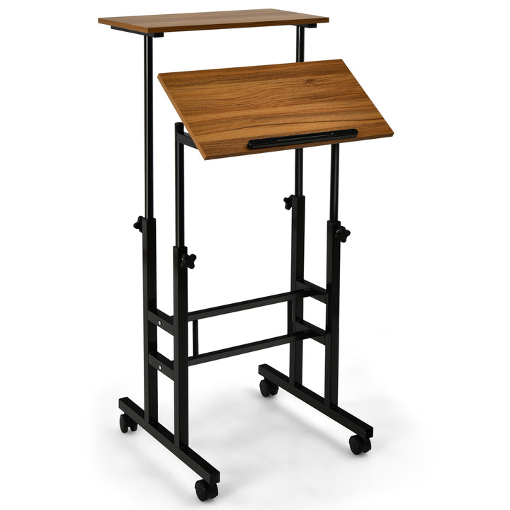 2 Tier Adjustable Standing Desk on Wheels - TidySpaces
