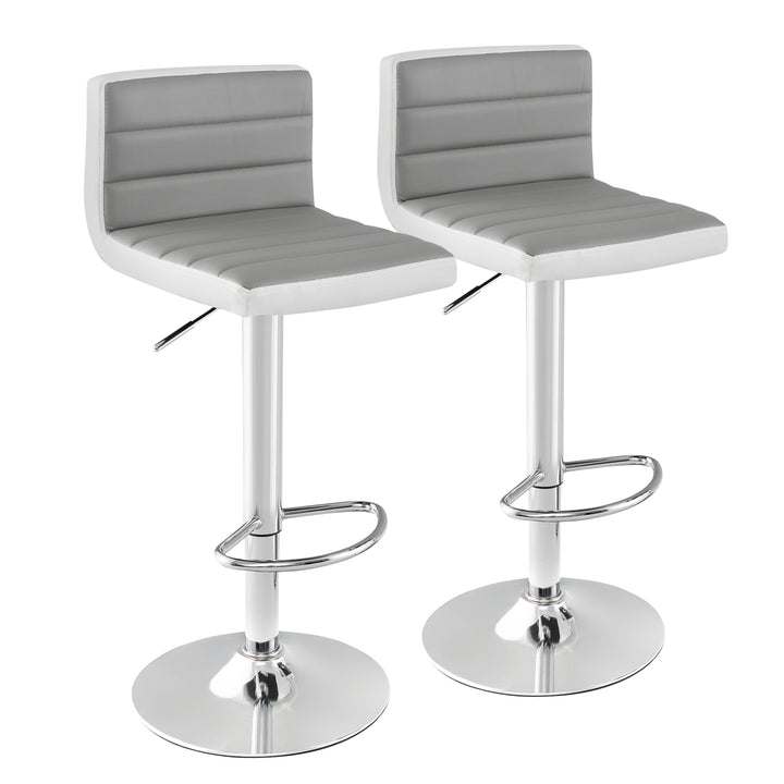 2 PCS Adjustable Swivel Bar Chairs with Anti Slip Metal Base and Footrest