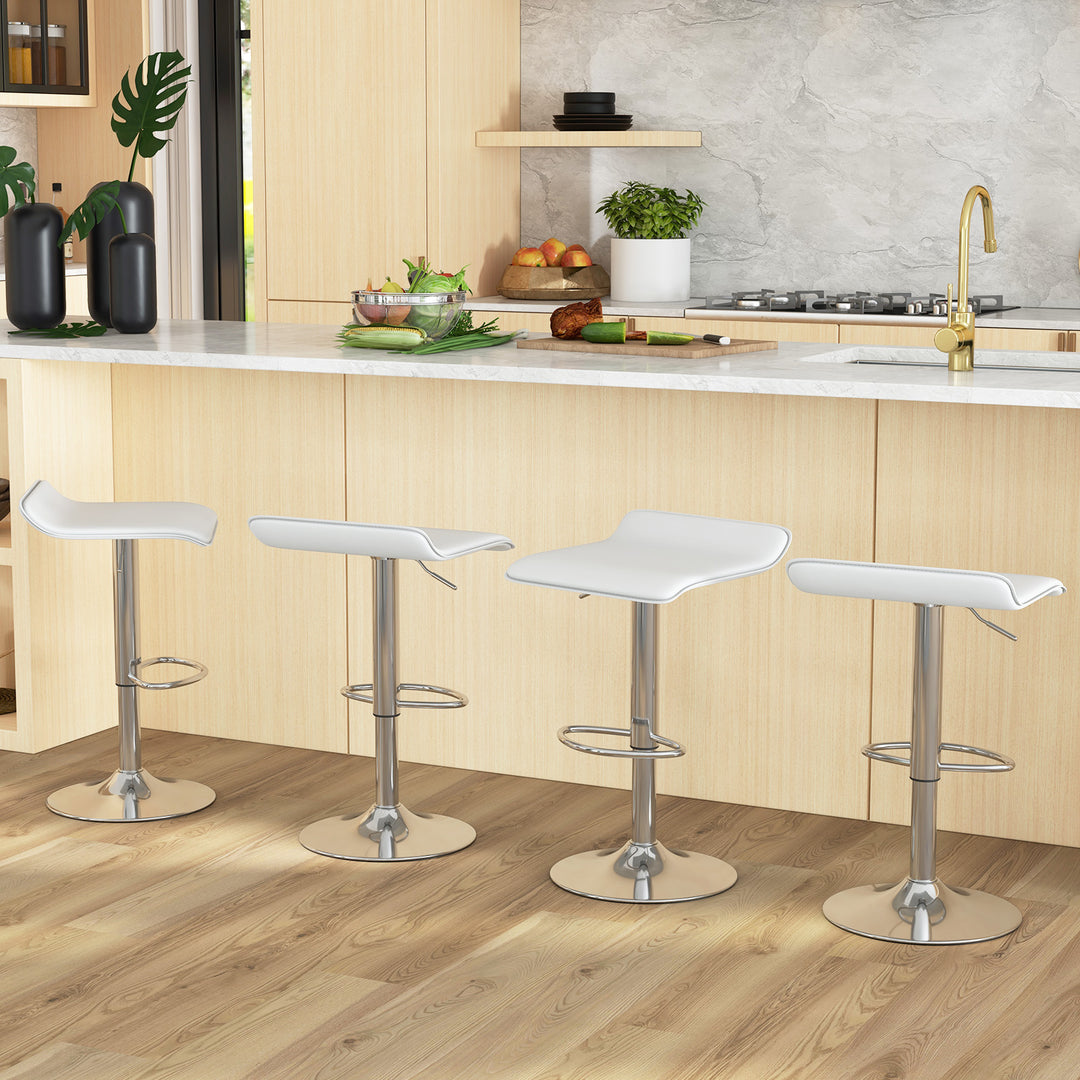 Adjustable Swivel Bar Stool Set of 2 with Wave shaped Seat - TidySpaces