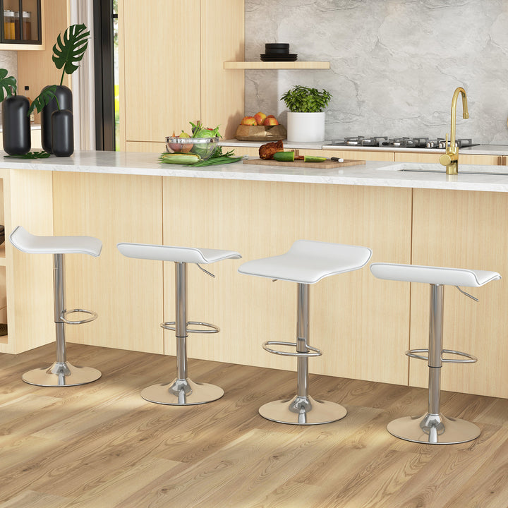 Adjustable Swivel Bar Stool Set of 2 with Wave shaped Seat - TidySpaces